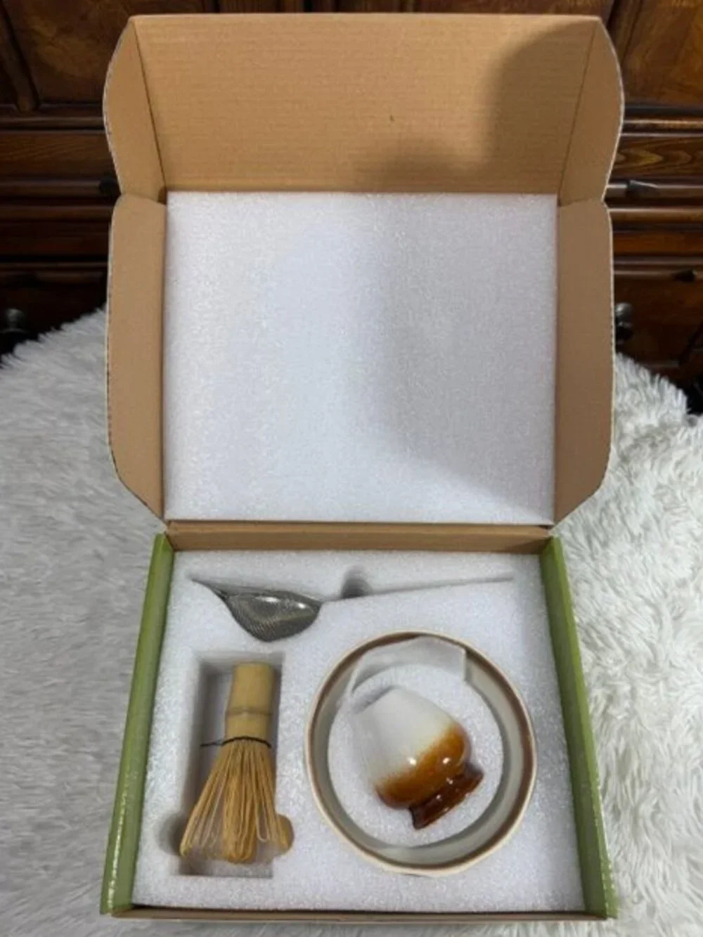 5pc Matcha Bamboo Whisk and Ceramic Holder + Ceramic Bowl + Sifter + Spoon Set